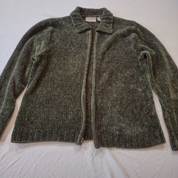 CROFT AND BARROWS forest green, very soft zippered knit sweater MED - Picture 1 of 8